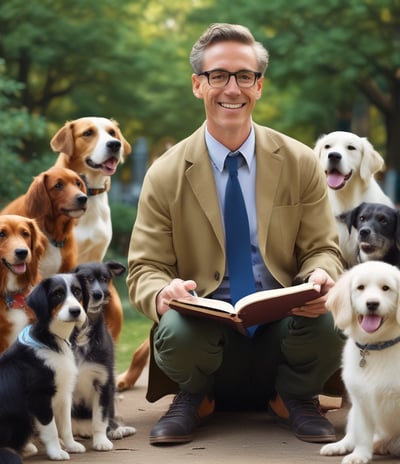 Several trainers and sea lions on a platform surrounded by water, performing in an aquatic show setting. The setup includes wooden structures and decor resembling a nautical theme, with trainers wearing matching uniforms and actively engaging with the sea lions.
