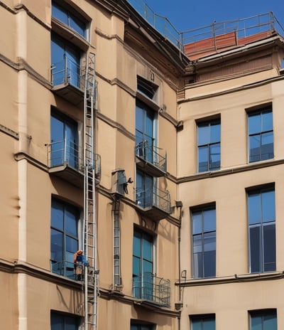 A brick building with a large sign reading 'WRF & S N Plumbing & Heating' on the front facade. There are advertisements for Goulds Pumps, water conditioners, and supplies on the wall. The storefront features large glass windows displaying plumbing-related items. The door on the left is labeled '15 N Main' and there is a sign indicating propane cylinder refills.