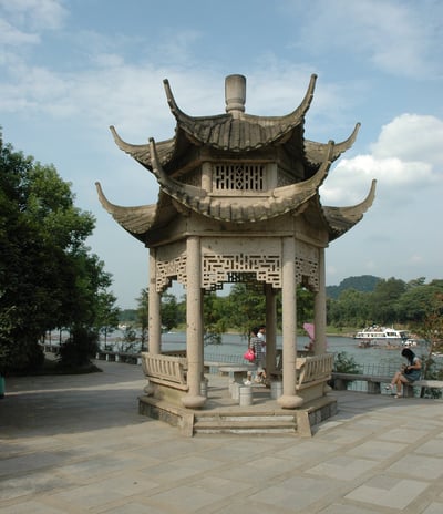 pagoda by the river in Guilin, China