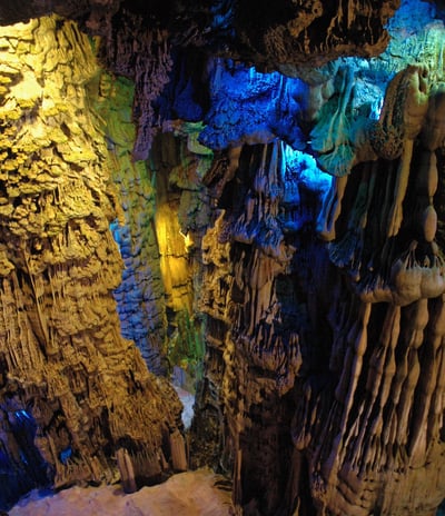 The colourful Reed Flute Caves, Guilin, China