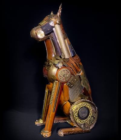 Junk Sculpture Dog by Leo Sewell