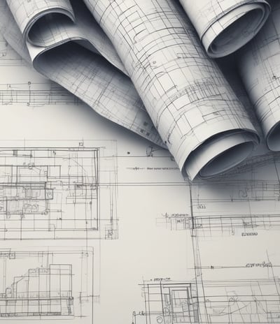 Technical drawing on white paper with detailed design layout, including geometric shapes and numbers, showing part of a mechanical structure. The design has annotations and measurements. The logo of 'SAGA Robotics' appears prominently on the lower right corner of the paper.