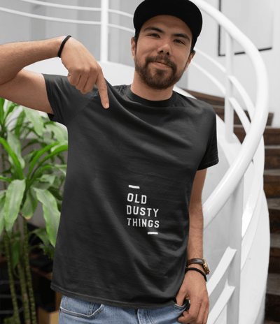 a man pointing at something else in the background