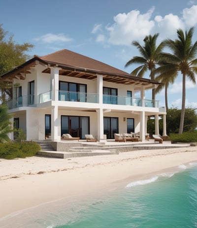 a house with a beach view of a house