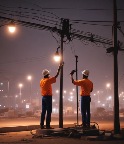 A person wearing protective gear and a camouflage jacket is welding a metal structure, with sparks flying in a dimly lit industrial setting. The metal frame looks like it could be part of a trailer or similar equipment.
