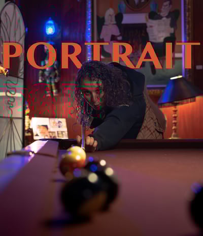 Portrait of a woman playing pool