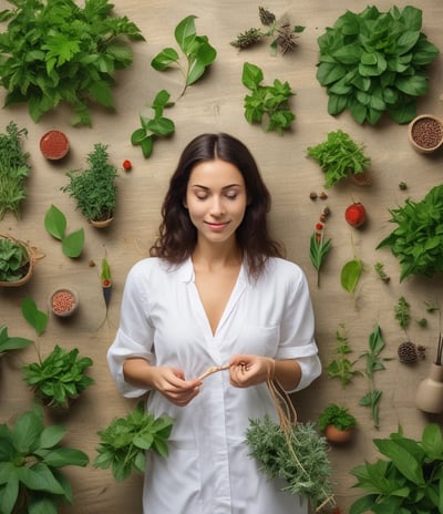 A group of people sits under a colorful tent made of red, yellow, and orange fabric. They appear to be attending a workshop or class. A chalkboard on the left lists a schedule with topics like 'Food as Medicine' and 'Healthy Lifestyle.' The participants sit on mats and blankets, listening to someone speaking at the front. The atmosphere is casual and relaxed with shoes and personal items placed on the grass nearby.