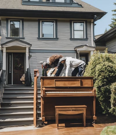a man and a woman are playing piano together