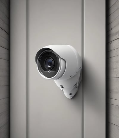 An electronic intercom system mounted on a wall, featuring a camera, a speaker, a numeric keypad, a small display screen, and a sensor for card scanning. The panel appears to be metallic with a sleek design.