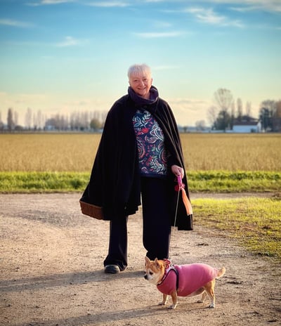 Alessandra Spisni in the Bolognese countryside, showcasing the roots of Emilia-Romagna cuisine.