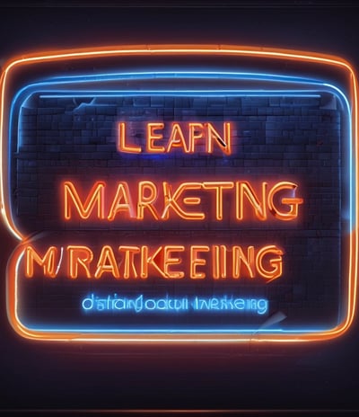 A neon signth the words 'Empower Women' in bright blue letters against a dark background. The lettering is surrounded by an artistic design of neon orange loops, adding a decorative touch to the sign.