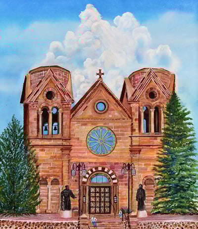 Basilica Cathedral Santa Fe by New Mexico Artist John Dick-Peddie