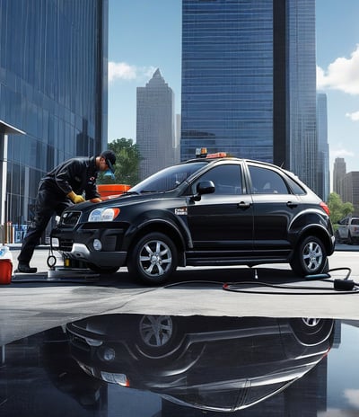 Mechanic finish with service and closed hood