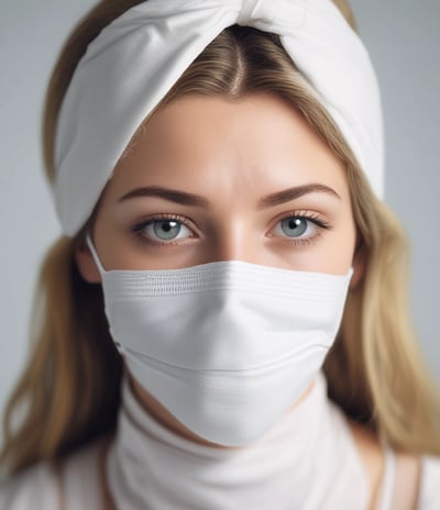 A collection of beauty and skincare products is arranged on a surface, including bottles of oils and serums, cosmetics like lipstick and blush, makeup brushes in a holder, and a lit black candle adding ambiance. The setup is accompanied by cotton swabs, emphasizing a self-care or beauty routine theme.