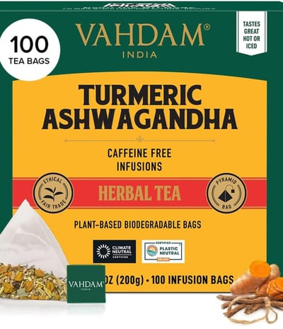 a tea bag of Tumeric Ashwagandha