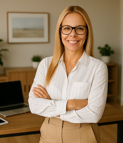 Christina, bookkeeper in Kelowna at her desk