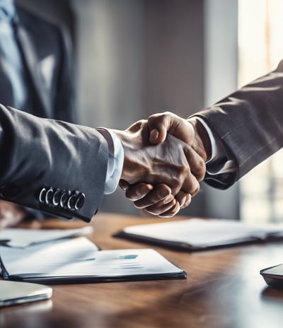 two people exchanging a credit card at a table