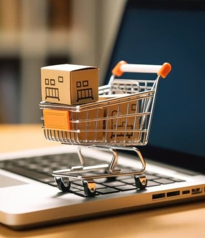 shopping cart on laptop