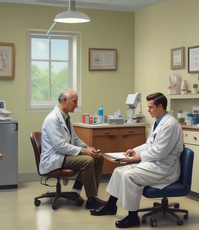A large, modern healthcare facility stands under a partly cloudy sky with the sun peeking out from behind. The building has a mix of white, gray, and pastel pink sections and features the signage 'Klinik Kesihatan Bandaraya Miri'. The foreground shows an empty parking lot with clear markings and surrounding greenery.