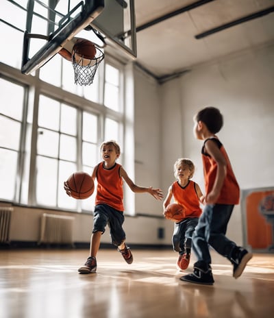 red and white basketball court