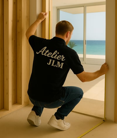 Artisan Atelier JLM en train de prendre des mesures