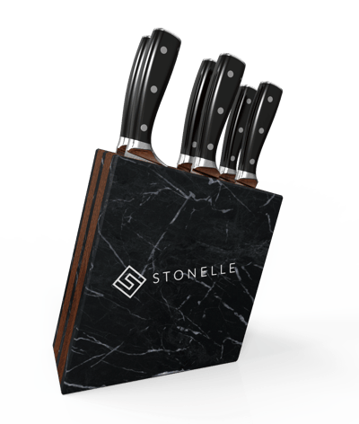 stonelle knife block made of marble and wood design rendering