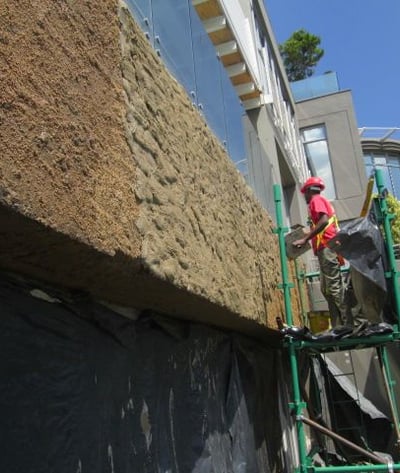 Specialized waterproofing plaster application on multiple story building, Sandhurst Towers, Sandton
