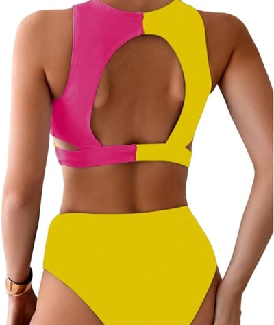 Conjunto amarillo y rosa pole dance