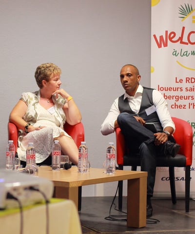 Bruno Valery en conférence au salon Welcome à la Maison 2018, partageant son expertise en conciergerie de luxe et hospitalité