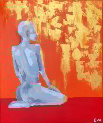 a painting of a very thin woman