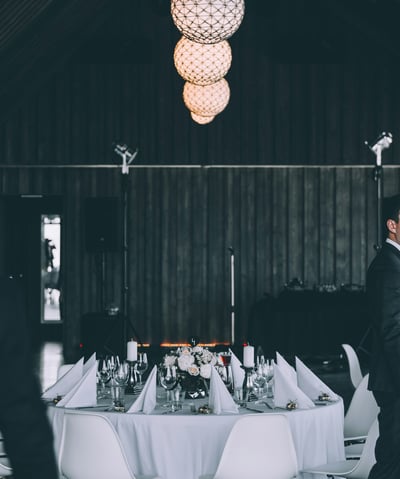 White table in a restaurant ready for guests