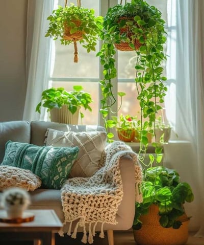 a living room with a couch and a chair