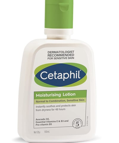 a bottle of cetaphil moisturizing lotion - dermatologist recommended 