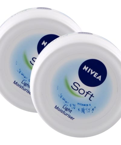 two bottles of nivea soft cream