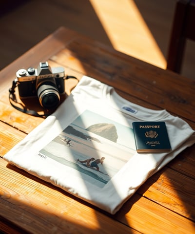 a camera and a passport on a table