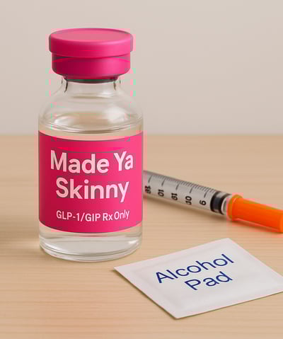 a bottle of alcohol and a sydele with a needle needle