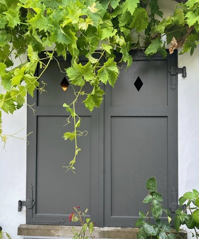 Double volet en bois gris