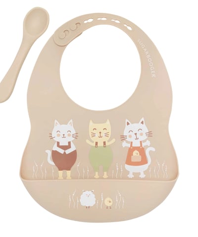 silicone bib and spoon feeding set cute design