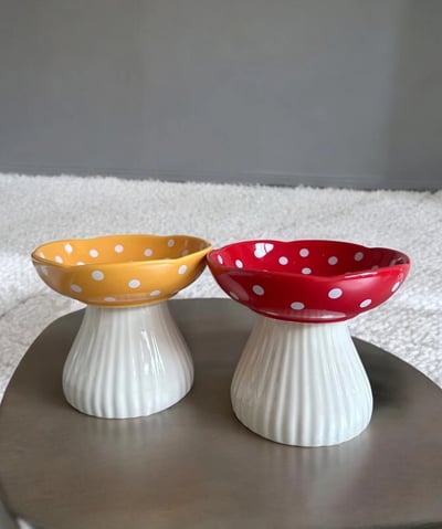 ceramic cat bowls, cute design cat bowls, small dog pet bowls, mushroom pet bowl
