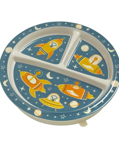toddler suction plate with rocketship