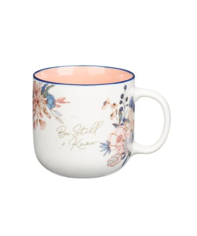 Peach Floral Ceramic Coffee Mug