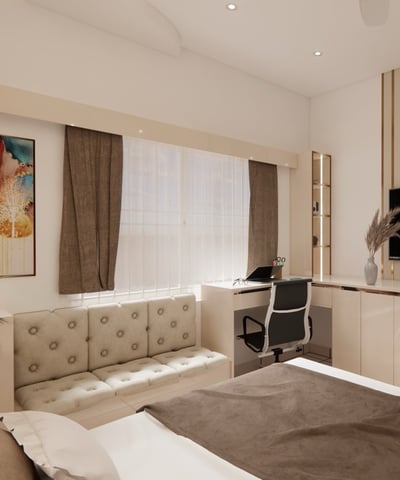 In suite mini fridge and sitting area