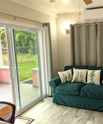 living room with couch and patioview