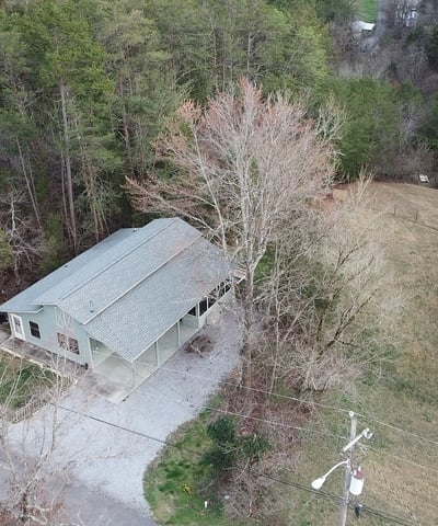 drone photo above house