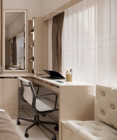 In suite mini fridge and sitting area