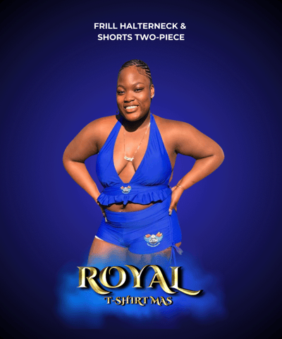 Frill halter neck & shorts two-piece