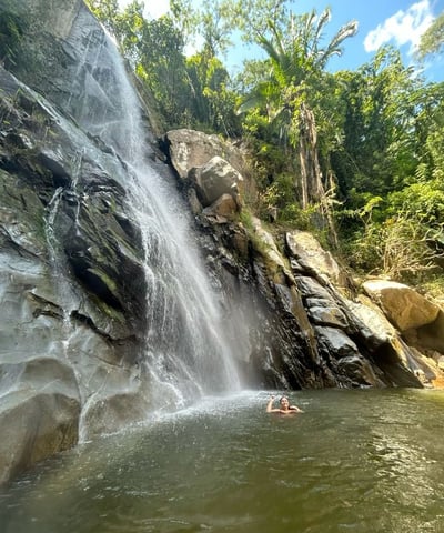 a person swimming in a body of water
