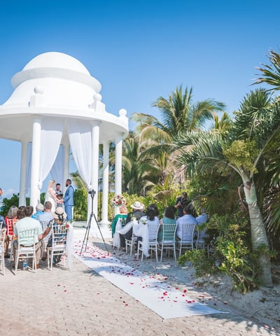 a wedding ceremony at a beach wedding