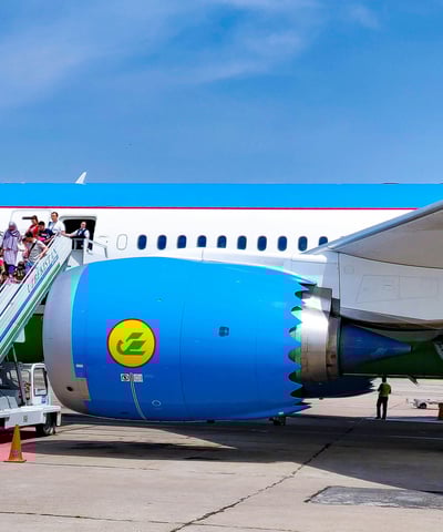 Uzairways airplane landed