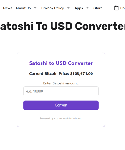 Satoshi To Usd Converter